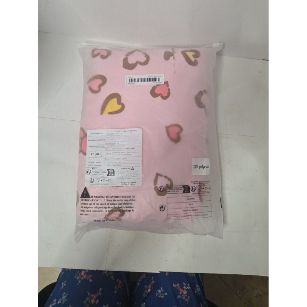 Cute Hello Kitty Inspired Pink Heart Leopard Bedding Set - Queen Size (3pc)